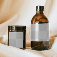 Brown spa bottle png mockup minimal style