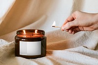 Scented candle jar png mockup minimal style