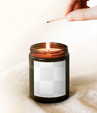 Scented candle jar png mockup minimal style