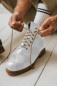 Men’s png leather boots mockup casual style