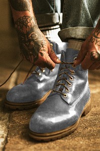 Men&rsquo;s png leather boots mockup casual style