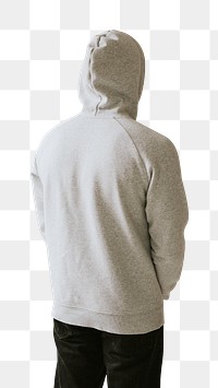 Men&rsquo;s apparel png hoodie mockup rear view