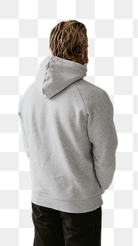 Men&rsquo;s apparel png hoodie mockup rear view