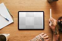Tablet screen mockup png with a stylus pen