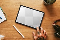 Tablet screen mockup png with a stylus pen