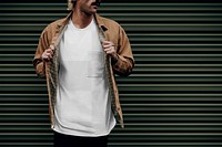 T-shirt png mockup on casual men's fashion