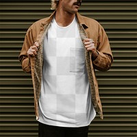 T-shirt png mockup on casual men's fashion