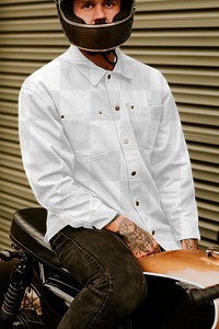 Jacket png mockup on urban tattooed man model