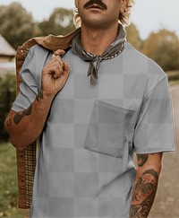 T-shirt png mockup on casual men's fashion outdoor shoot