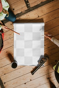 Paper png mockup blueprint at a construction site