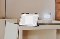 Digital tablet screen png mockup at home