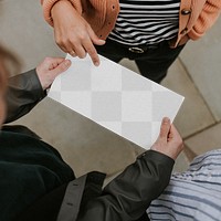 Map mockup png being read by travelers 