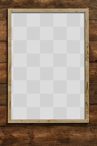 Wooden frame png mockup on brown brick wall