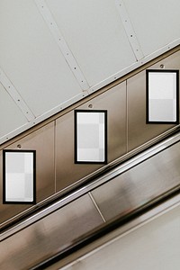 Billboard png mockups by underground escalator