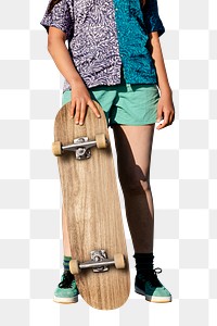 Skateboarding teenager png, standing girl cut out