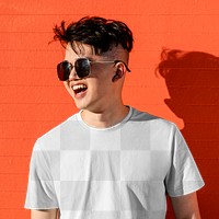 Shirt mockup png, teenager boy summer fashion