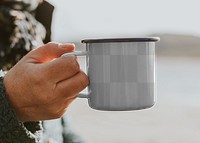 Camping coffee mug mockup png for travelling