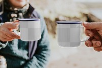 Camping coffee mug mockup png for travelling