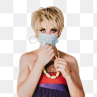 Drag queen artist png wearing surgical face mask in the new normal