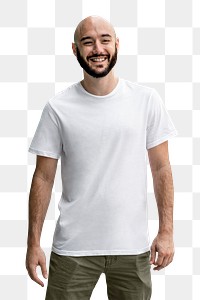 PNG man in white tee, basic wear apparel fashion cut out