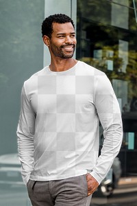 Long sleeve tee png, transparent mockup, men&rsquo;s basic wear fashion design