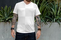 Men’s tee png, transparent mockup, basic wear apparel fashion