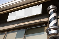 Shop sign png, transparent mockup, barbershop business