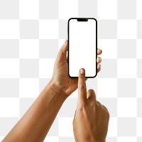 Hand holding smartphone png, person taking a photo with phone camera on transparent background