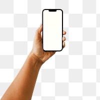 Hand holding smartphone png, person taking a photo with phone camera on transparent background