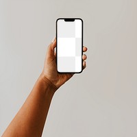 Smartphone screen mockup png, person taking a selfie photo with phone camera