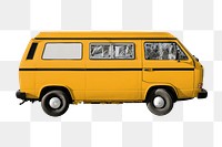 Yellow campervan png sticker, transparent background