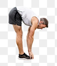 Man stretching png in forward fold before exercise