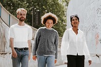 T-shirt mockups png with three diverse friend models