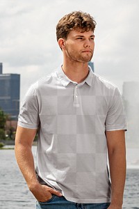 Polo shirt png, transparent mockup design, men’s casual apparel fashion