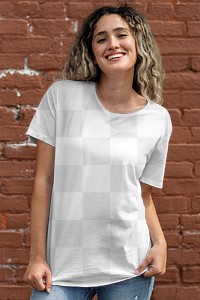 Transparent tee png, mockup design, women’s casual wear fashion