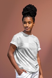 Women's tee png, transparent mockup design, casual wear fashion