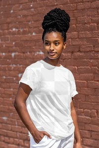 Women's tee png, transparent mockup design, casual wear fashion