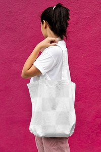 Tote bag mockup png, transparent grocery shopping eco product