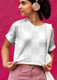 Women's tee png, transparent mockup design, casual wear fashion