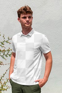 Polo shirt png, transparent mockup design, men&rsquo;s casual apparel fashion