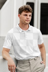 Polo shirt png, transparent mockup design, men’s casual apparel fashion