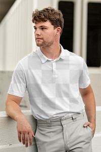 Polo shirt png, transparent mockup design, men’s casual apparel fashion