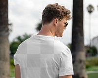 Transparent tee png, mockup design, rear view, men’s apparel fashion design