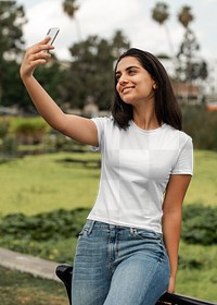 Women's tee png, transparent mockup design, casual wear fashion