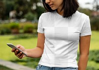 Transparent tee png, mockup design, women’s casual wear fashion