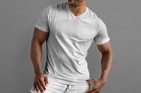 Men's png clothing mockup, grey background