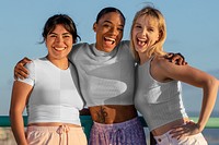 Summer clothes mockup png, transparent tank top & tshirt, beautiful diverse women