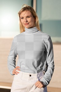 Turtleneck png mockup, long sleeve shirt, transparent design