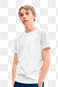 Boy png, wearing white t-shirt sticker