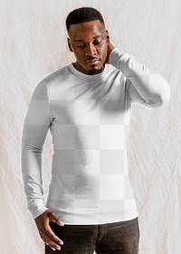 PNG long sleeve mockup transparent, men's autumn apparel fashion design